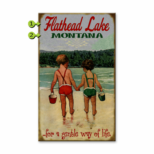 Vintage Kids On Lake Sign