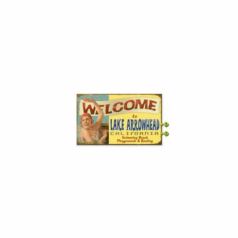 Vintage Lake Sign With Girl