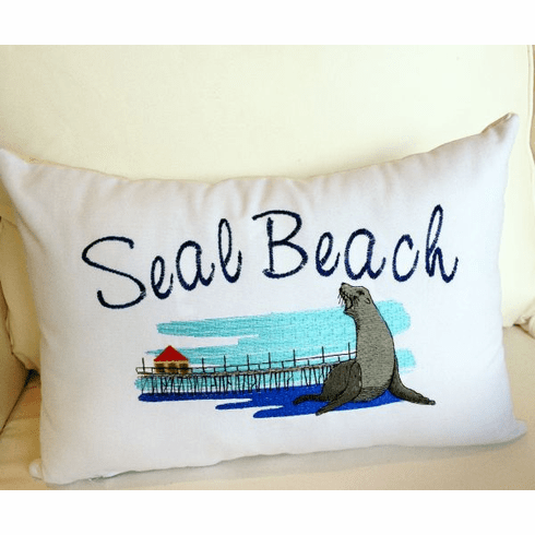 White Oblong Pillow Seal Beach 