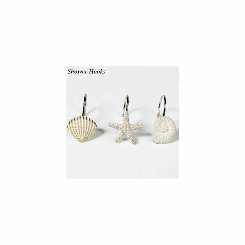 White Seashell Shower Curtain Hooks
