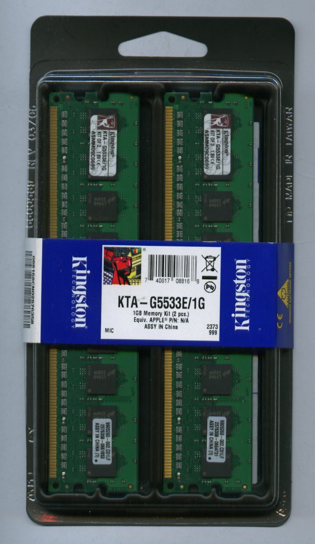 Kingston KVR400X64C3AK2/1G 1GB 184-Pin PC3200 DDR-400MHz non-ECC