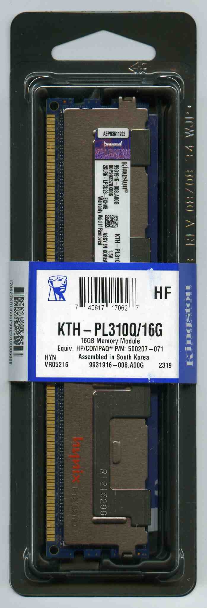 KINGSTON KTH-PL313Q8LV/16G DDR3 1333 16GB ECC REG 4RX8