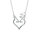 Browning Buck & Doe Heart Silver Necklace