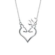 Browning Buck & Doe Heart Silver Necklace
