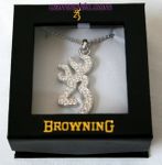 Browning Buckmark Bling Necklace - Clear