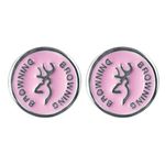 Browning Buckmark Pink Circle Enamel Earrings