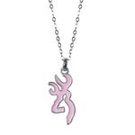 Browning Buckmark Pink Enamel Necklace