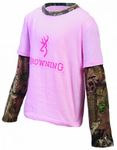 Browning Buckmark Youth Layered Tee - Pink