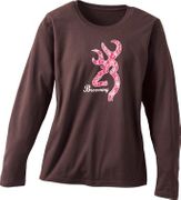 Browning Pink Buckmark Chocolate Ladies Tee