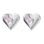 Browning Pink Buckmark Silver Heart Bling Earrings