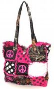 Camouflage & Pink Peace Sign Rag Bag