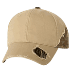 Realtree Camo Frayed Hat - Khaki Ballcap