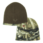 Reversible Mossy Oak Camo & Brown Knit Beanie Hat