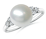 12-12.5mm White South Sea Cultured Pearl Ring AAA Quality 18k White Gold & Diamonds