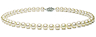 6.5-7mm Hanadama Cream Japanese Cultured Akoya Saltwater Pearl Necklace with a 14k Gold Clasp