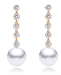 7-9.5mm AAA Japanese Cultured Akoya Pearl Earrings 18k Yellow Gold & Diamonds