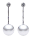 7-9mm AAA Japanese Cultured Akoya Pearl Earrings 14k White Gold & Diamonds