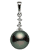 7-9.5mm AAA Japanese Black Akoya Pearl Pendant 14k White Gold & Diamonds