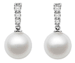 7-9.5mm AAA Japanese Cultured Akoya Pearl Earrings 14k White Gold & White Sapphires