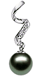 14K White Gold Pendant With AAA Black Tahitian Pearl & Diamonds (8-9mm)