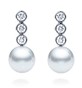 8-9.5mm AAA Japanese Cultured Akoya Pearl Earrings 18k White Gold & Diamonds