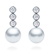 8-9.5mm AAA Japanese Cultured Akoya Pearl Earrings 18k White Gold & Diamonds