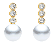 8-9.5mm AAA Japanese Cultured Akoya Pearl Earrings 18k Yellow Gold & Diamonds