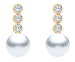 8-9.5mm AAA Japanese Cultured Akoya Pearl Earrings 18k Yellow Gold & Diamonds