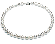 8-8.5mm Hanadama White Japanese Cultured Akoya Saltwater Pearl Necklace with a 14k Gold Clasp