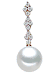 8-9.5mm AAA Japanese White Akoya Pearl Pendant 14k Rose Gold & Diamonds