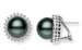 9-10MM AAA Quality Black Tahitian Pearl Earrings 14K Gold and Diamonds
