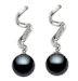 Black Freshwater Pearl Earrings AAA Quality 14k Gold & Diamonds