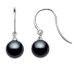 Black Freshwater Pearl Earrings AAA Quality 14k Gold & Diamonds