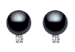 Black Freshwater Pearl Earrings AAA Quality 14k White Gold & Diamonds