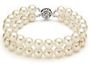 7-8mm AAA Qulaity Cream Double Strand White Akoya Cultured Pearl Bracelet