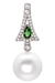 9-11mm White Freshwater Pearl Pendant AAA Quality 14k White Gold & White Sapphires and Chrome Diopside 