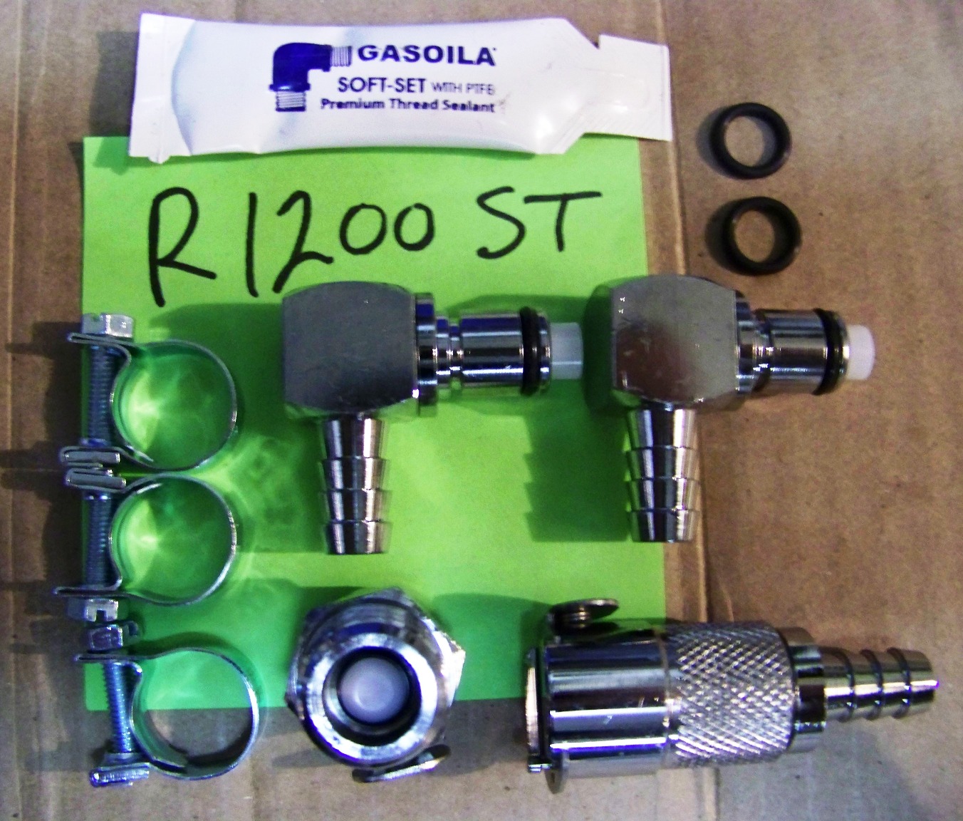 New CPC Chrome Plated Brass Fuel Line Quick Disconnect Set For 2008 & Later R1200GS, R1200ST & R