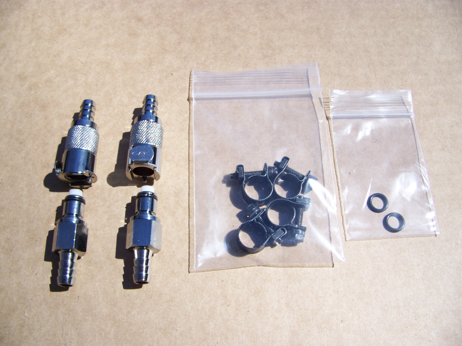 New CPC Chrome Plated Brass Fuel Line Quick Disconnect Set Oilheads