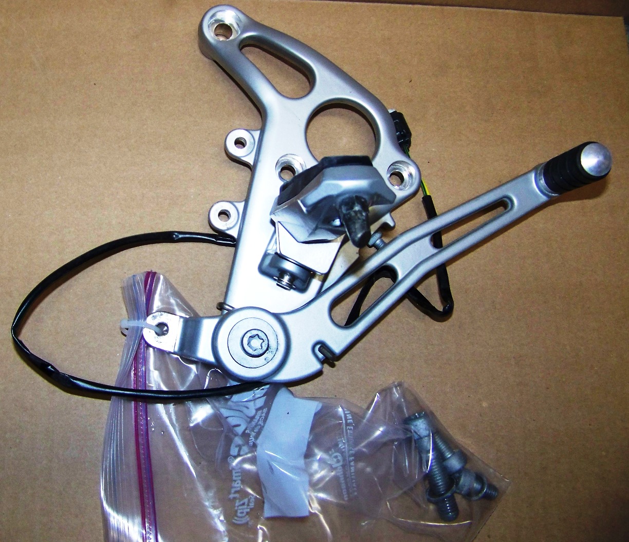 R1150R/ RS & Rockster Complete Right Front Footpeg Mount/Peg/Brake Pedal Assembly, Silver