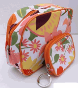 Clinique Flowered Cosmetics Bag with Smaller Makeup/Brush Bag