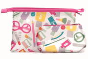 Clinique Logo Print Makeup Cosmetic Bag Set