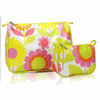 Clinique Multi-Color Daisy Print Makeup Cosmetic Bag Set