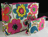 Clinique Multi-Color Flower Print Makeup Cosmetic Bag Set