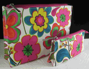 Clinique Multi-Color Flower Print Makeup Cosmetic Bag Set