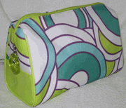 Clinique Teal, Green, Light Blue and White Patterned Cosmetic Makeup Bag