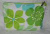 Clinique Teal, Green and White Flower Pattern Cosmetic Makeup Bag