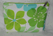 Clinique Teal, Green and White Flower Pattern Cosmetic Makeup Bag