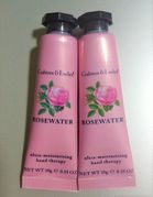 2 x Crabtree & Evelyn Rosewater Ultra-Moisturising Hand Therapy - Travel Tubes - RARE!