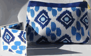 Estee Lauder Batik Blue Makeup Bag and Matching Mirror Set 