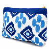 Estee Lauder Batik Blue Makeup Bag with Gold Zipper Closure